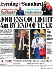 London Evening Standard (UK) Newspaper Front Page for 15 July 2020