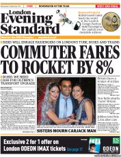 London Evening Standard (UK) Newspaper Front Page for 15 September 2011
