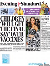 London Evening Standard (UK) Newspaper Front Page for 15 September 2021