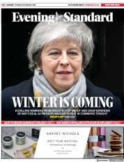 London Evening Standard (UK) Newspaper Front Page for 16 January 2019