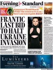 London Evening Standard (UK) Newspaper Front Page for 16 February 2022