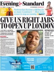 London Evening Standard (UK) Newspaper Front Page for 16 June 2021