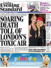 London Evening Standard (UK) Newspaper Front Page for 16 July 2015