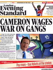 London Evening Standard (UK) Newspaper Front Page for 16 August 2011