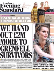 London Evening Standard (UK) Newspaper Front Page for 16 August 2017