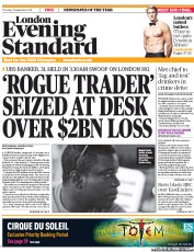 London Evening Standard (UK) Newspaper Front Page for 16 September 2011