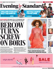 London Evening Standard (UK) Newspaper Front Page for 16 September 2019