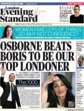 London Evening Standard (UK) Newspaper Front Page for 17 October 2014