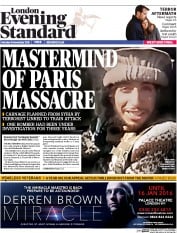 London Evening Standard (UK) Newspaper Front Page for 17 November 2015