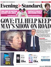 London Evening Standard (UK) Newspaper Front Page for 17 November 2018