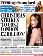 London Evening Standard (UK) Newspaper Front Page for 17 December 2022