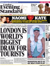 London Evening Standard Newspaper Front Page (UK) for 17 January 2014