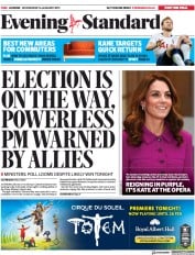 London Evening Standard (UK) Newspaper Front Page for 17 January 2019