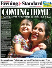London Evening Standard (UK) Newspaper Front Page for 17 March 2022