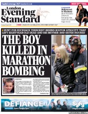 London Evening Standard (UK) Newspaper Front Page for 17 April 2013