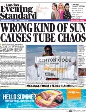 London Evening Standard (UK) Newspaper Front Page for 17 May 2016