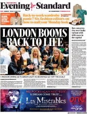 London Evening Standard (UK) Newspaper Front Page for 17 May 2021