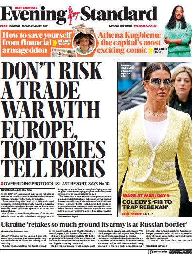 London Evening Standard Newspaper Front Page (UK) for 17 May 2022