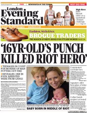 London Evening Standard (UK) Newspaper Front Page for 17 August 2011