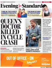 London Evening Standard (UK) Newspaper Front Page for 17 August 2018