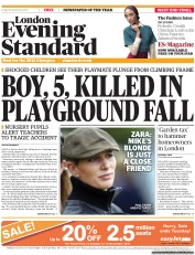 London Evening Standard (UK) Newspaper Front Page for 17 September 2011