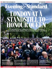 London Evening Standard (UK) Newspaper Front Page for 17 September 2022