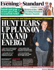 London Evening Standard (UK) Newspaper Front Page for 18 October 2022