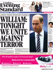 London Evening Standard (UK) Newspaper Front Page for 18 November 2015