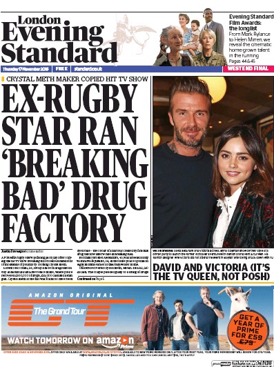 London Evening Standard Newspaper Front Page (UK) for 18 November 2016