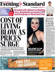 London Evening Standard (UK) Newspaper Front Page for 18 November 2021