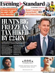 London Evening Standard front page for 18 November 2022