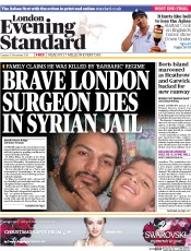 London Evening Standard (UK) Newspaper Front Page for 18 December 2013