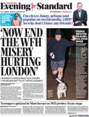 London Evening Standard front page for 18 January 2022