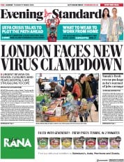 London Evening Standard (UK) Newspaper Front Page for 18 March 2020