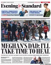 London Evening Standard (UK) Newspaper Front Page for 18 May 2018