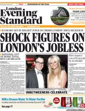 London Evening Standard Newspaper Front Page (UK) for 18 August 2011
