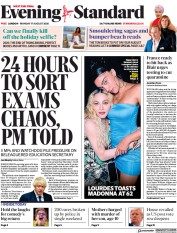 London Evening Standard (UK) Newspaper Front Page for 18 August 2020