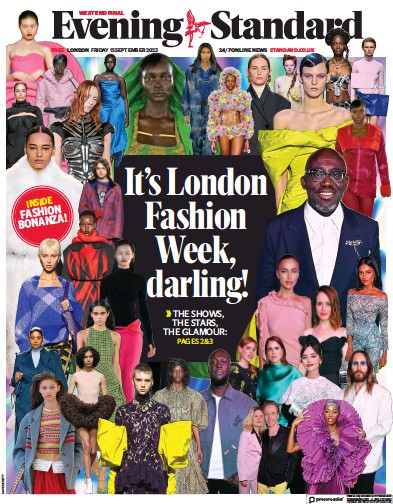 London Evening Standard Newspaper Front Page (UK) for 18 September 2023