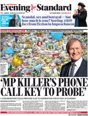 London Evening Standard (UK) Newspaper Front Page for 19 October 2021