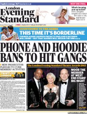 London Evening Standard Newspaper Front Page (UK) for 19 November 2013
