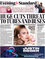 London Evening Standard (UK) Newspaper Front Page for 19 November 2021