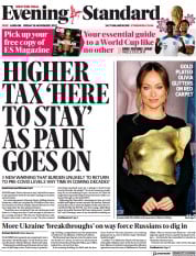 London Evening Standard (UK) Newspaper Front Page for 19 November 2022