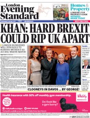 London Evening Standard (UK) Newspaper Front Page for 19 January 2017
