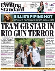 London Evening Standard (UK) Newspaper Front Page for 19 August 2016