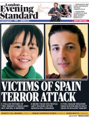 London Evening Standard (UK) Newspaper Front Page for 19 August 2017