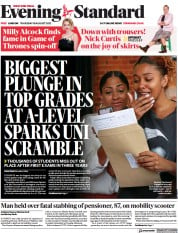 London Evening Standard (UK) Newspaper Front Page for 19 August 2022