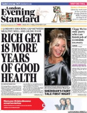 London Evening Standard (UK) Newspaper Front Page for 19 September 2013
