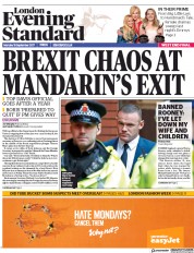 London Evening Standard (UK) Newspaper Front Page for 19 September 2017