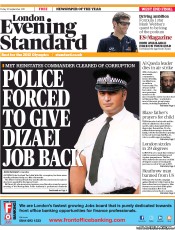 London Evening Standard Newspaper Front Page (UK) for 1 October 2011