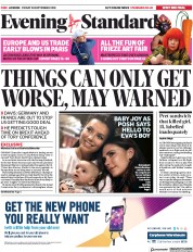 London Evening Standard (UK) Newspaper Front Page for 1 October 2018